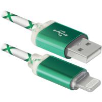 Дата кабель USB 2.0 AM to Lightning 1.0m ACH03-03LT GreenLED backlight Defender (87553) Diawest