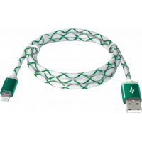Дата кабель USB 2.0 AM to Lightning 1.0m ACH03-03LT GreenLED backlight Defender (87553) Diawest