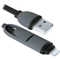 Кабель/перехідник Defender USB10-03BP USB - Micro USB/Lightning, black, 1m (87488) Diawest