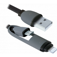 Кабель/перехідник Defender USB10-03BP USB - Micro USB/Lightning, black, 1m (87488) Diawest