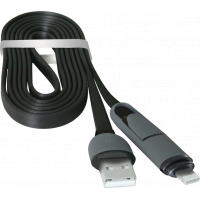 Кабель/перехідник Defender USB10-03BP USB - Micro USB/Lightning, black, 1m (87488) Diawest