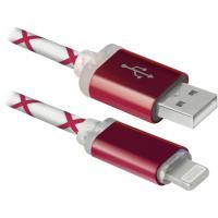 Кабель/перехідник Defender ACH03-03LT USB - Lightning, RedLED backlight, 1m (87552) Diawest