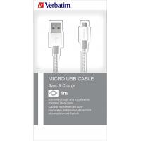 Дата кабель USB 2.0 AM to Micro 5P 1.0m silver Verbatim (48862) Diawest
