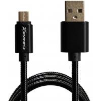 Дата кабель USB 2.0 AM to Micro 5P 1.0m Cu, 2.1A, Black Grand-X (MM-01B) Diawest