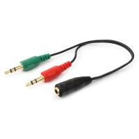 Кабель мультимедійний Jack 3.5mm female 4-pin to 2x Jack 3.5mm male 0.2m Cablexpert (CCA-418) Diawest