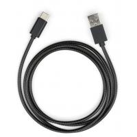 Дата кабель USB 2.0 AM to Type-C 1m stainless steel black Vinga (VCPDCTCSSJ1BK) Diawest