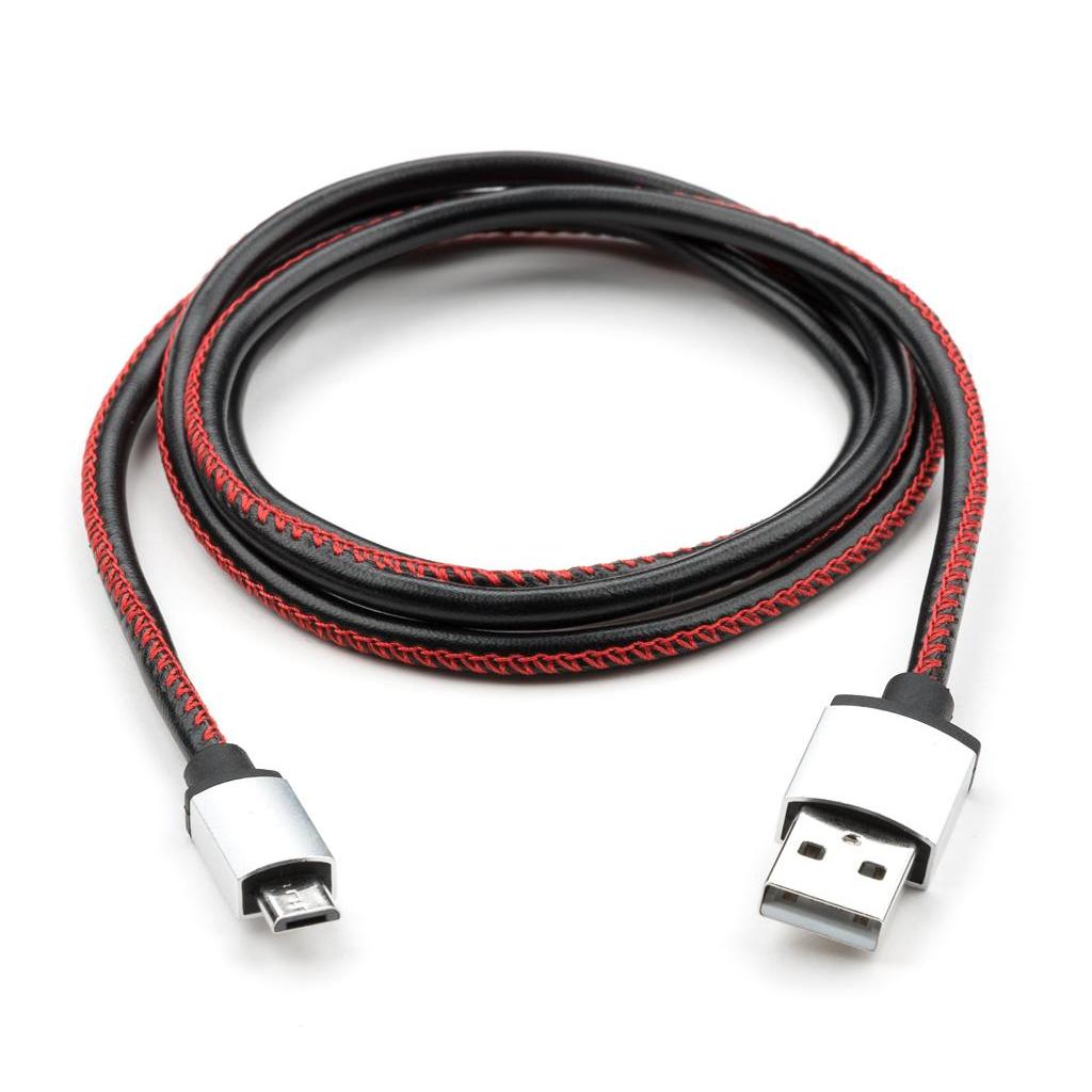Дата кабель USB 2.0 AM to Micro 5P 1m pu leather black Vinga (VCPDCMLS1BK) Diawest