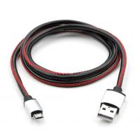 Дата кабель USB 2.0 AM to Micro 5P 1m pu leather black Vinga (VCPDCMLS1BK) Diawest