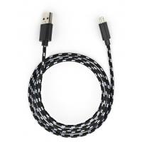 Дата кабель USB 2.0 AM to Micro 5P 2color nylon 1m black Vinga (VCPDCMBN31BK) Diawest