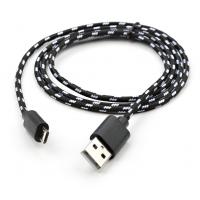 Дата кабель USB 2.0 AM to Micro 5P 2color nylon 1m black Vinga (VCPDCMBN31BK) Diawest