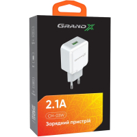 Зарядний пристрій Grand-X 5V 2.1A White (CH-03W) Diawest
