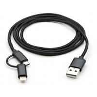 Дата кабель USB 2.0 AM to Micro 5P + Lightning 1m black Vinga (VCPDCLM1BK) Diawest