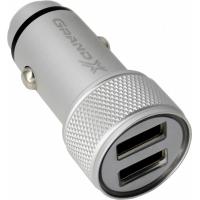 Зарядний пристрій Grand-X 3,1A, 12-24V, 2USB (CH-07LG) light grey metallic (CH-07LG) Diawest