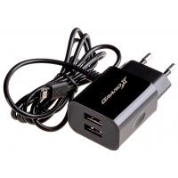 Зарядний пристрій Grand-X 5V 3,1A 2USB + micro USB Black с защитой от перегрузки (CH-65B) Diawest