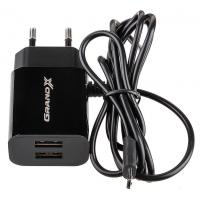 Зарядний пристрій Grand-X 5V 3,1A 2USB + micro USB Black с защитой от перегрузки (CH-65B) Diawest