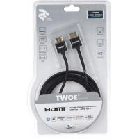 Кабель мультимедійний HDMI to HDMI 3.0m 2.0 Slim black 2E (2EW-1119-3m) Diawest