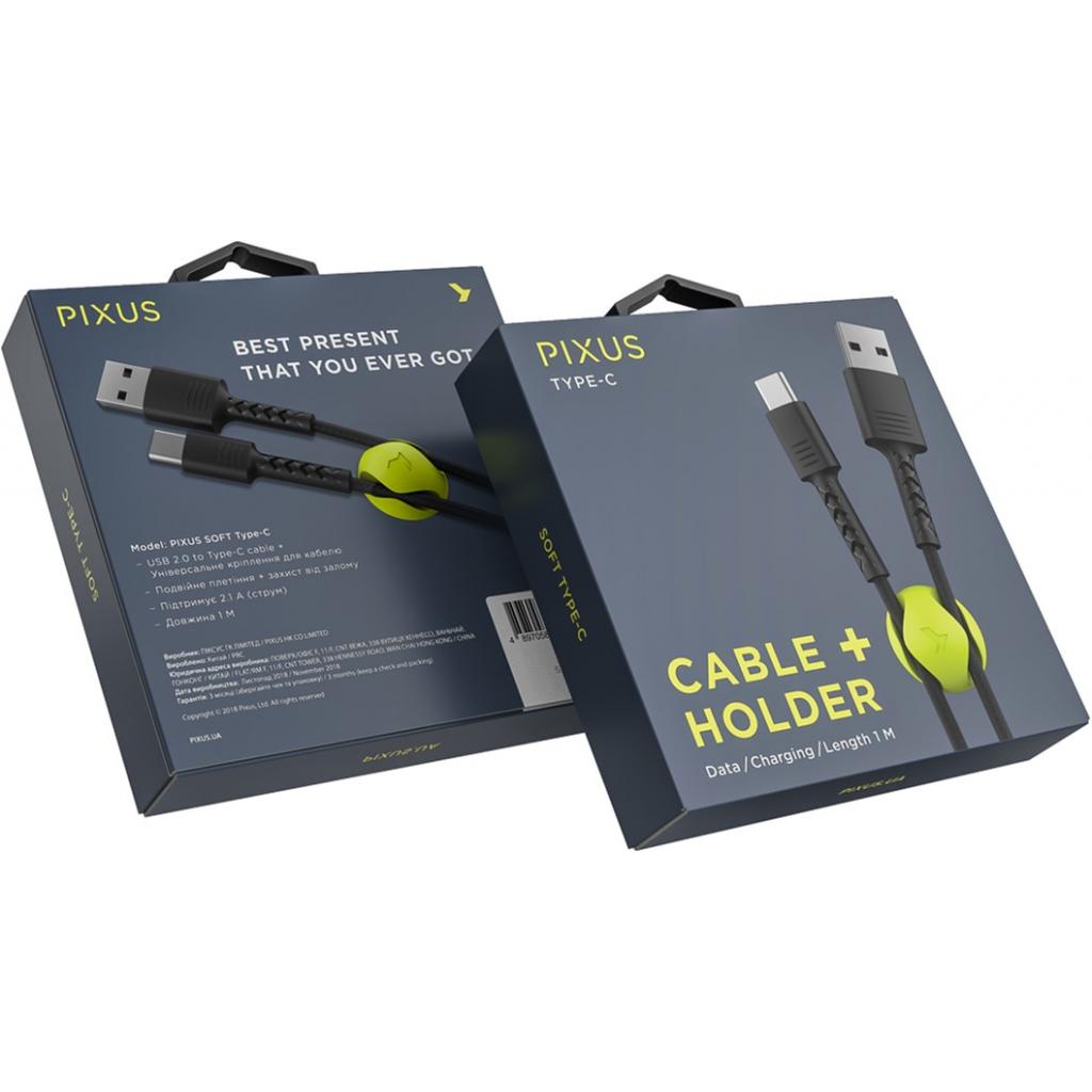 Дата кабель USB 2.0 AM to Type-C 1.0m Soft black Pixus (4897058530919) Diawest