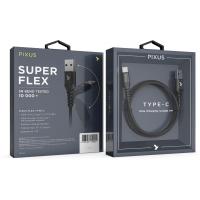 Дата кабель USB 2.0 AM to Type-C 1.0m Flex Black Pixus (4897058530902) Diawest