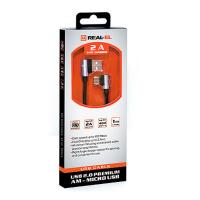 Дата кабель USB 2.0 AM to Micro 5P 1.0m Premium black REAL-EL (EL123500031) Diawest