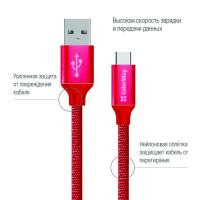 Дата кабель ColorWay Кабель Colorway USB - Type-C 2.1А 1м червоний (CW-CBUC003-RD) Diawest