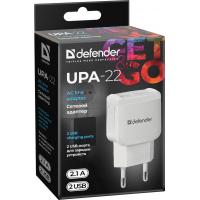 Зарядний пристрій Defender UPA-22 white, 2xUSB, 2.1A (83580) Diawest