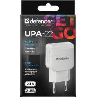 Зарядний пристрій Defender UPA-22 white, 2xUSB, 2.1A (83580) Diawest
