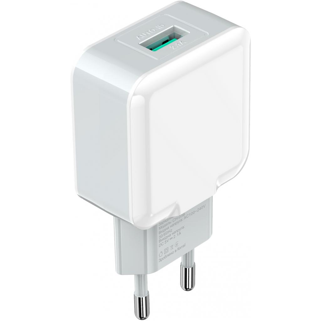 Зарядний пристрій Grand-X USB 5V 2,1A White + cable USB -> micro USB, Cu (CH-03UMW) Diawest