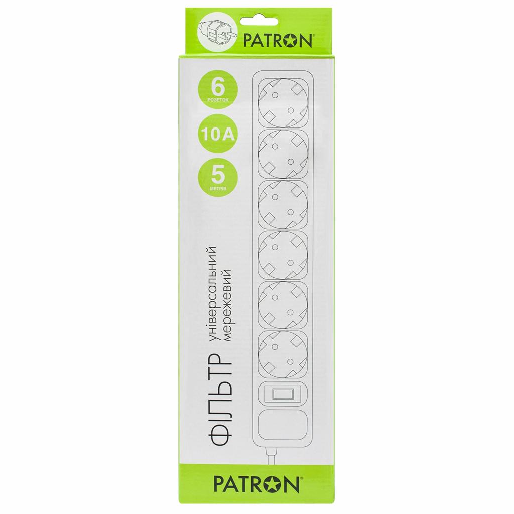 Сетевой фильтр питания Patron 5m (SP-1065W), 6 розеток White (EXT-PN-SP-1065W) Diawest