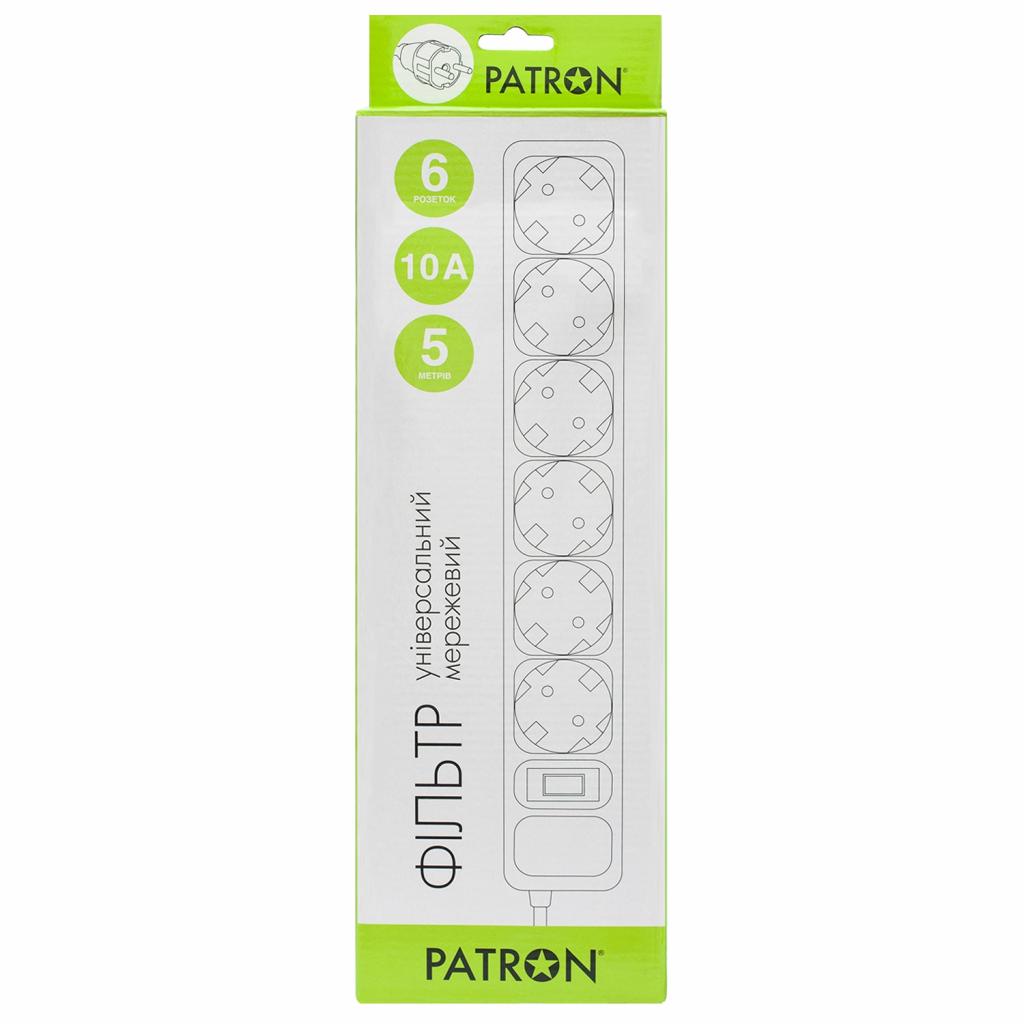 Мережевий фільтр живлення Patron 5m (SP-1065W), 6 розеток White (EXT-PN-SP-1065W) Diawest