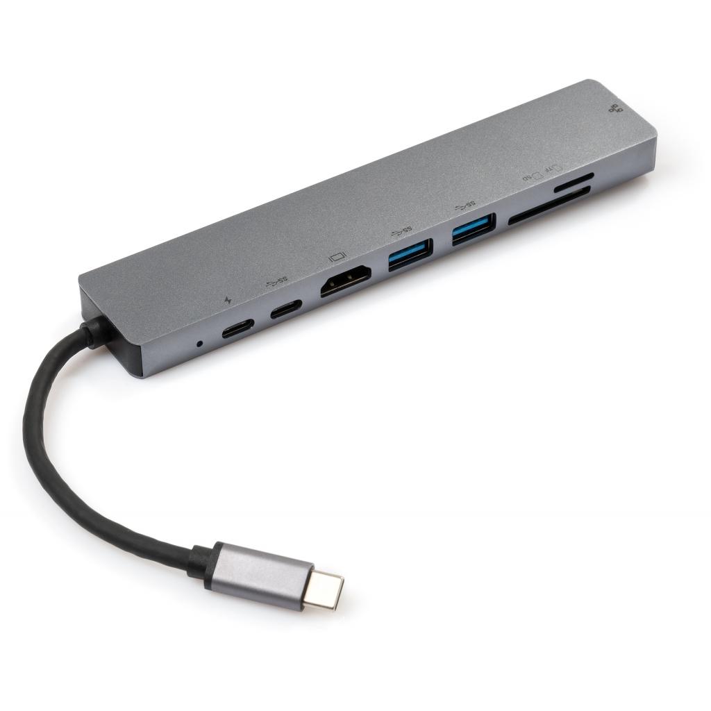 Концентратор Vinga Type-C to 4K HDMI+2*USB3.0+GigabitLAN+SD+2*PD aluminium (VCPATC2U3CRLNHIPDGR) Diawest