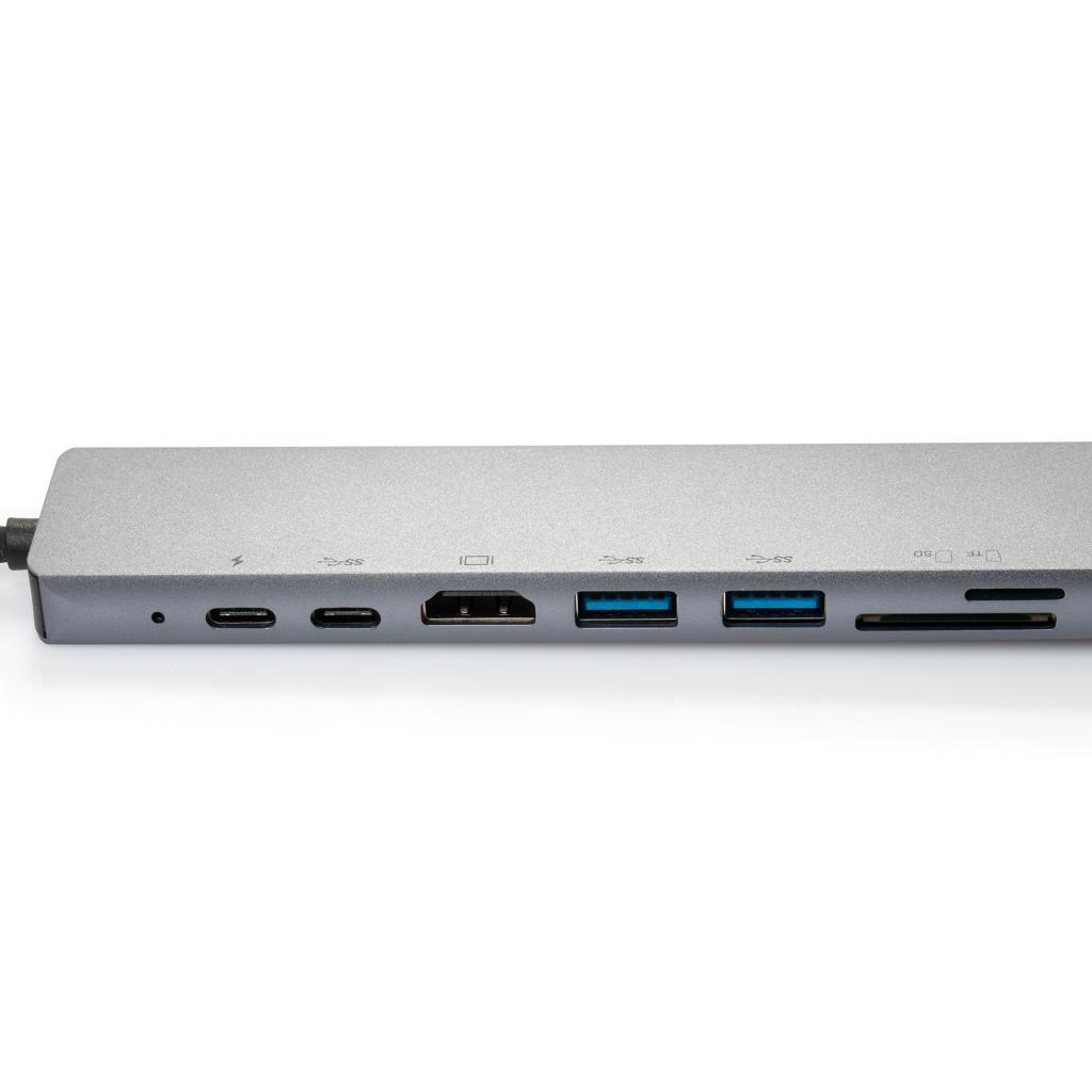 Концентратор Vinga Type-C to 4K HDMI+2*USB3.0+GigabitLAN+SD+2*PD aluminium (VCPATC2U3CRLNHIPDGR) Diawest