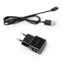 Зарядний пристрій Vinga 2 Port USB Wall Charger 2.1A + microUSB cable (VCPWCH2USB2ACMBK) Diawest