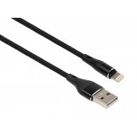 Дата кабель USB 2.0 AM to Lightning 1.0m cylindric nylon back Vinga (VCPDCLCANB1BK) Diawest