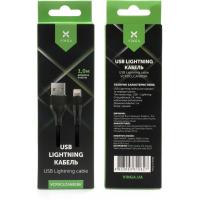 Дата кабель USB 2.0 AM to Lightning 1.0m cylindric nylon back Vinga (VCPDCLCANB1BK) Diawest