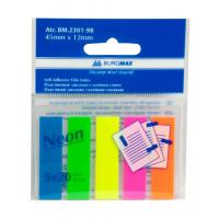 Стикер-закладка Buromax Plastic bookmarks 45x12mm, 5х20шт, rectangles, neon colors (BM.2301-98) Diawest