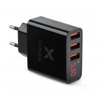 Зарядний пристрій Vinga 3 Port Display Wall Charger 17W Max (VWCAAADBK) Diawest