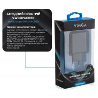 Зарядний пристрій Vinga 2 Port QC3.0+PD Display Wall Charger (VWCQPACDBK) Diawest