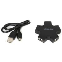 Концентратор OMEGA 4 Port USB 2.0 Hub Star black (OUH24SB) Diawest